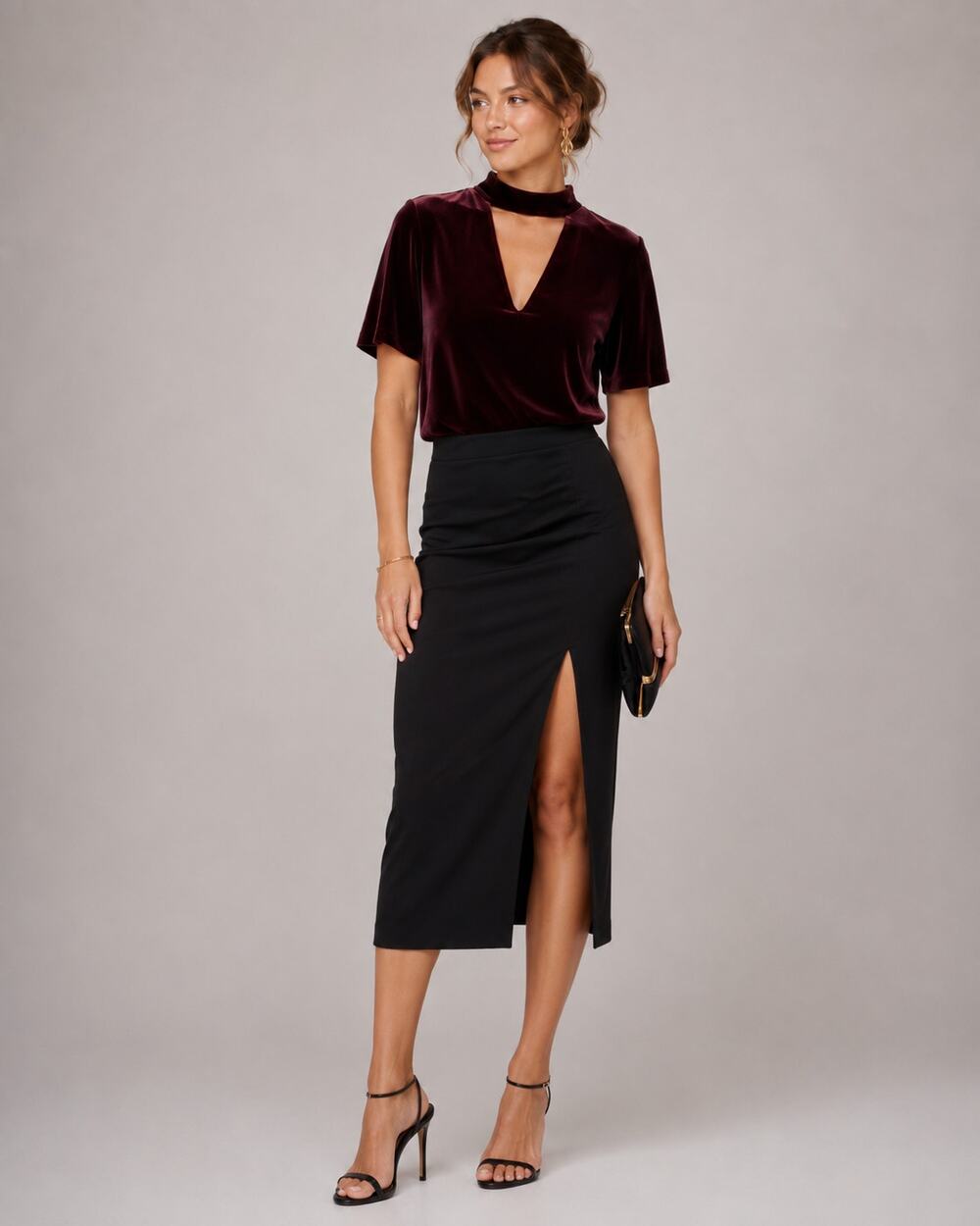 Theory Burgundy Velvet Cutout Neckline Blouse Womens S Preppy Dark Academia Top